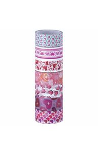 Клейкие WASHI-ленты для декора "СЕРДЦА", 15 мм х 3 м, 7 цветов, рисовая бумага