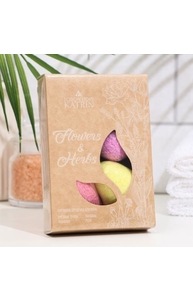 Набор бомбочек для ванн Flowers & Herbs «Сердечки», 4 штуки по 60 г