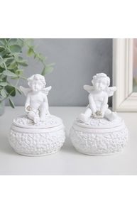 Шкатулка полистоун "Белоснежный ангел в цветах" МИКС 7х7х9 см   9197284